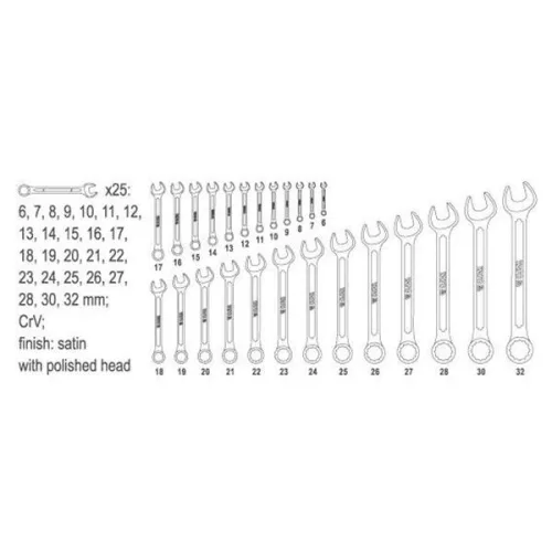 YATO YT-0365 Csillag-villáskulcs készlet 25 részes 6-32 mm CrV