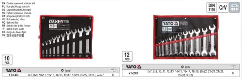 YATO YT-0380 Villáskulcs készlet 10 részes 6-27 mm CrV