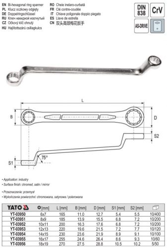 YATO YT-03951 Hajlított csillagkulcs 8 x 9 mm CrV