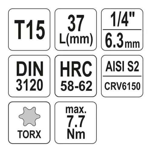 YATO YT-04303 Bit dugókulcs Torx 1/4" T15 CrV