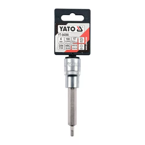 YATO YT-04390 Hosszú bit dugókulcs Imbusz 1/2" 4 mm CrV