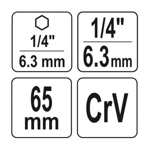 YATO YT-04625 Dugókulcs adapter 1/4" Hex -> 1/4" négyszög CrV