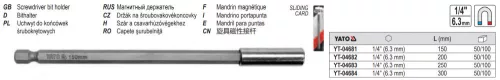 YATO YT-04682 Bithegy-tartó 200 mm 1/4" mágneses