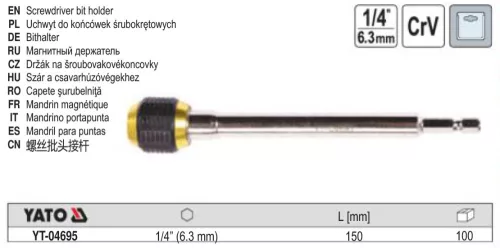 YATO YT-04695 Bithegy-tartó 150 mm 1/4" mágneses gyorszáras