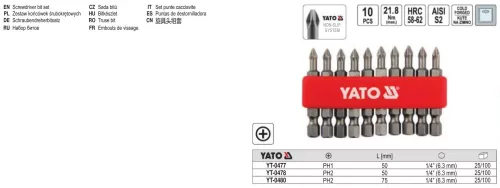 YATO YT-0478 Bithegy PH2 1/4" 50 mm (10 db/cs)