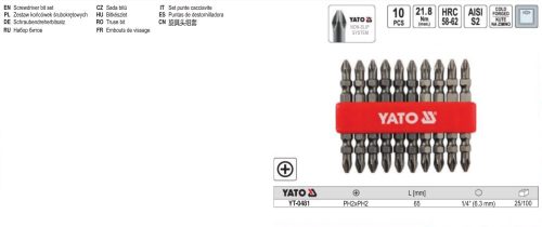 YATO YT-0481 Bithegy PH2 x PH2 1/4" 65 mm (10 db/cs)