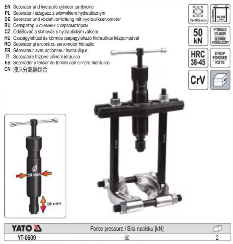 YATO YT-0609 Hidraulikus csapágylehúzó és elválasztó 75-105mm