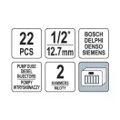 YATO YT-06175 Diesel befecskendező kiszedő készlet 22 részes 1/2"