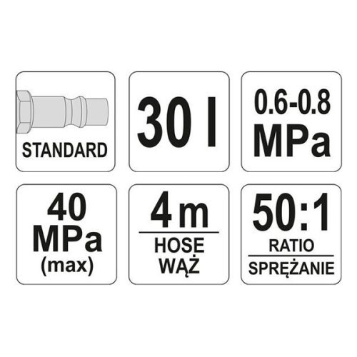 YATO YT-07068 Pneumatikus zsírzó pumpa 30 liter