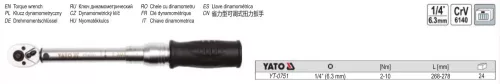 YATO YT-0751 Nyomatékkulcs 1/4" 2-10 Nm / 268-278 mm CrV