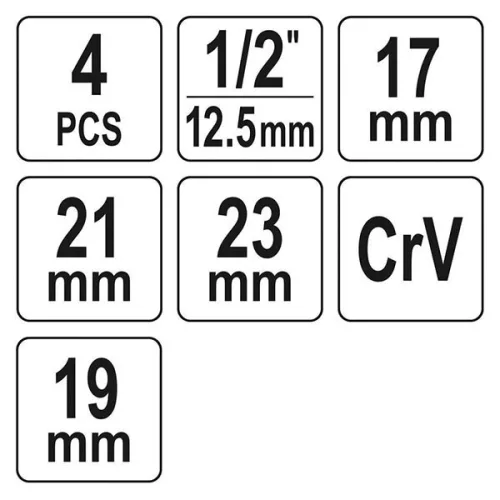 YATO YT-08033 Keresztkulcs 1/2" 17 x 19 x 21 x 23 mm szétszedhető CrV