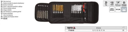 YATO YT-08195 Hengerfej tisztító kefe készlet 20 részes