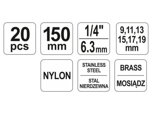 YATO YT-08195 Hengerfej tisztító kefe készlet 20 részes