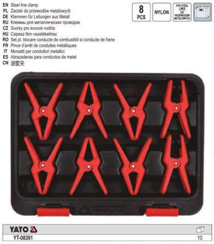 YATO YT-08391 Csipesz készlet 8 részes (fék-, üzemanyag-, olaj- és autóklíma csövekhez)