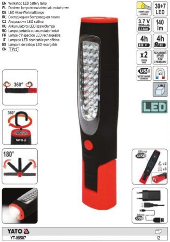 YATO YT-08507 Akkus LED lámpa 30+7 LED