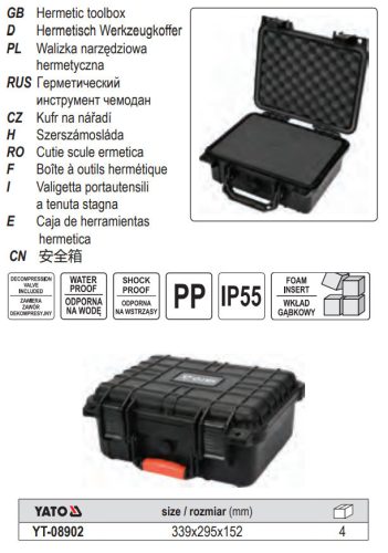 YATO YT-08902 Szerszámkoffer habszivacs betéttel 339 x 295 x 152 mm