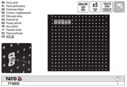 YATO YT-08936 Perforált fal 660 x 700 mm