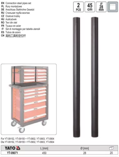 YATO YT-09071 Kiegészítő acélcső szerszámkocsihoz 2db