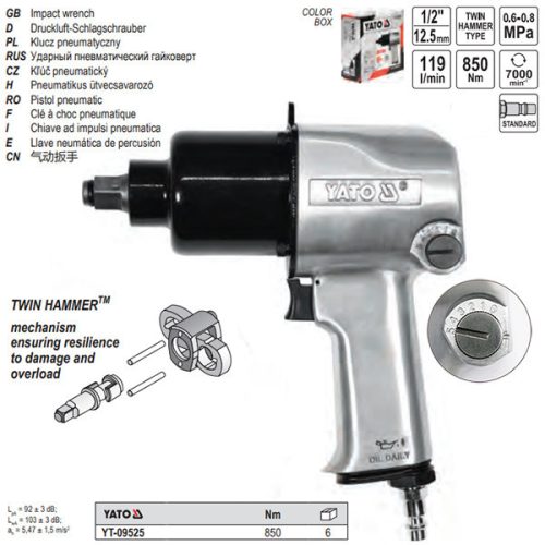 YATO YT-09511 Pneumatikus ütvecsavarozó 1/2" 550 Nm