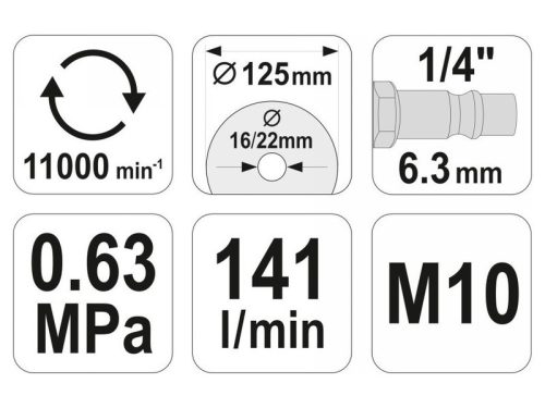 YATO YT-09675 Pneumatikus sarokcsiszoló 125 mm