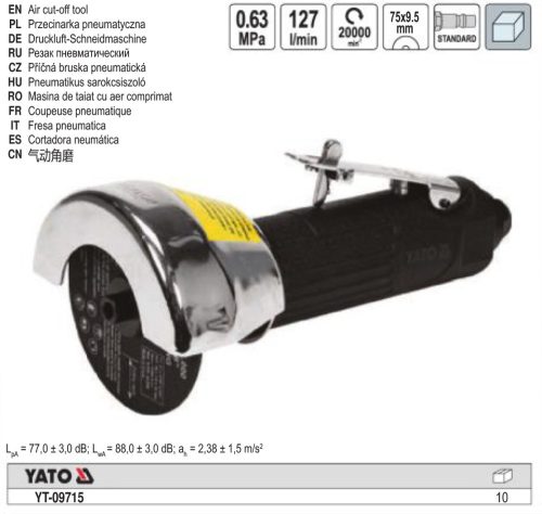 YATO YT-09715 Pneumatikus vágószerszám 75 mm