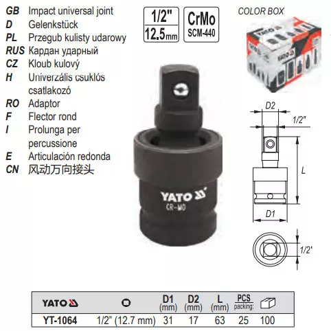 YATO YT-1064 Csuklós csatlakozó gépi 1/2"