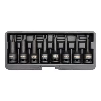   YATO YT-1065 Gépi hosszú bit dugókulcs készlet 8 részes Torx 1/2" T30-T80 CrMo