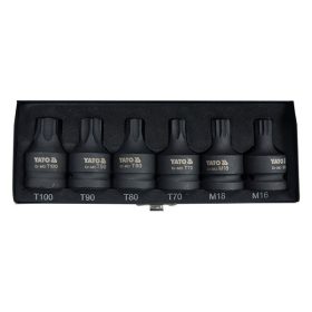   YATO YT-10653 Gépi bit dugókulcs készlet 6 részes Furatos Torx és Spline 3/4 Col CrMo