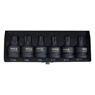   YATO YT-10653 Gépi bit dugókulcs készlet 6 részes Furatos Torx és Spline 3/4 Col CrMo
