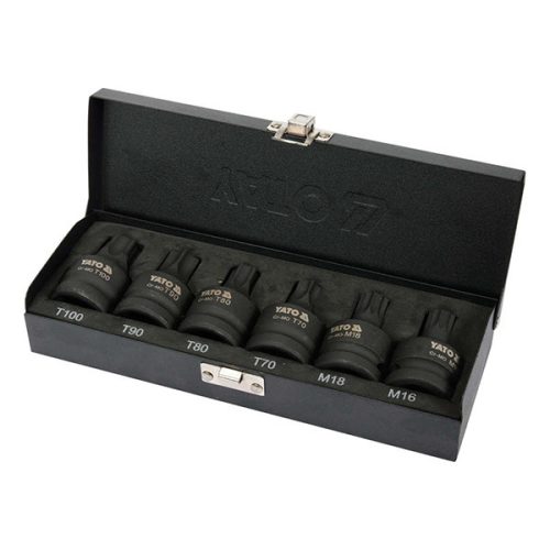YATO YT-10653 Gépi bit dugókulcs készlet 6 részes Furatos Torx és Spline 3/4 Col CrMo