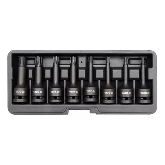   YATO YT-1068 Gépi hosszú bit dugókulcs készlet 8 részes Ribe 1/2" RM5-RM13 CrMo