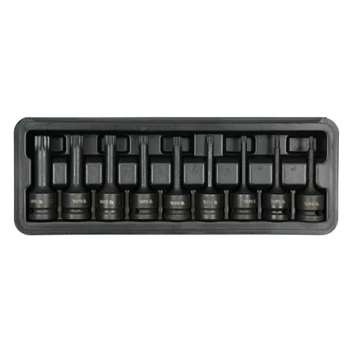 YATO YT-10691 Gépi hosszú bit dugókulcs készlet 9 részes Spline 1/2" M4-M16 CrMo