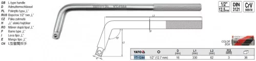 YATO YT-1244 L-alakú hajtókar 1/2" 317 mm
