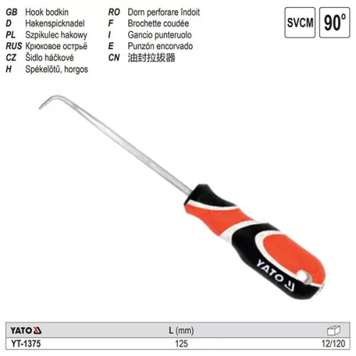 YATO YT-1375 Kárpitos ár horgas 125 mm