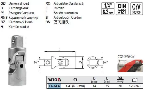 YATO YT-1437 Univerzális csuklós csatlakozó 1/4"CrMo