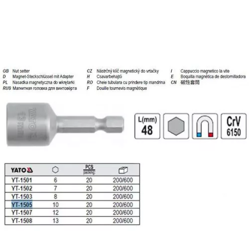 YATO YT-1505 Csavarbehajtó 10 mm L48 CrV