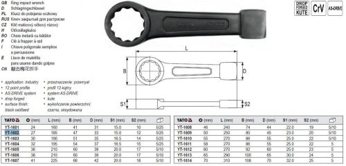 YATO YT-1602 Üthető csillagkulcs 27 mm / 185 mm CrV