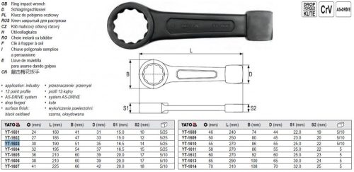 YATO YT-1603 Üthető csillagkulcs 30 mm / 190 mm CrV