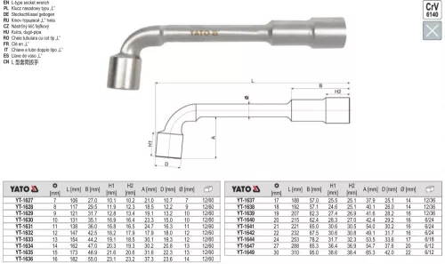 YATO YT-1636 Pipakulcs 16 mm / 182 mm CrV