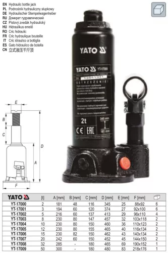 YATO YT-17009 Hidraulikus emelő 50t