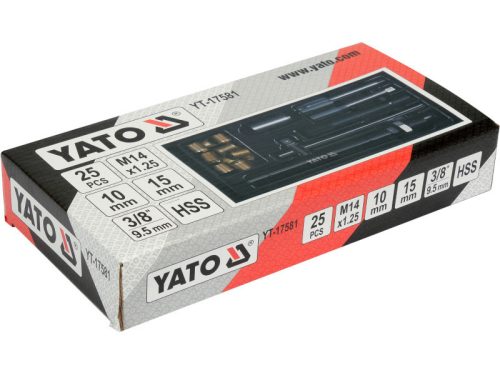 YATO YT-17581 Gyujtógyertya menetjavító és tisztító készlet 25 részes M14 3/8" HSS