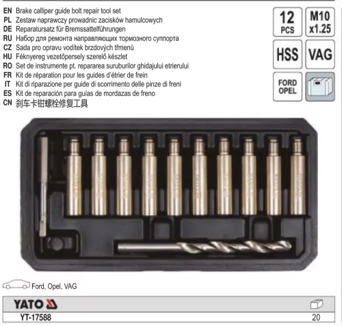 YATO YT-17588 Féknyeregjavító készlet 12 részes (VAG, Ford, Opel)