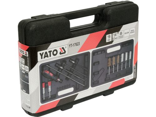 YATO YT-17623 Befecskendezőszelep tisztító készlet 19 részes 1/4" inox, műanyag, réz kefék