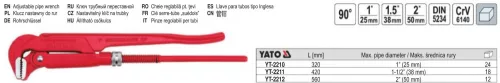 YATO YT-2211 Svédcsőfogó 90° 1,5" DIN5234 CrV