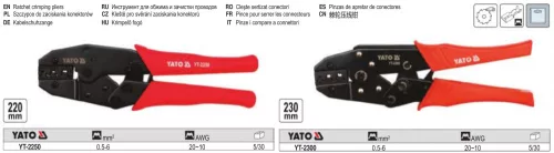 YATO YT-2250 Krimpelő fogó 220 mm (0,5-6 mm2)