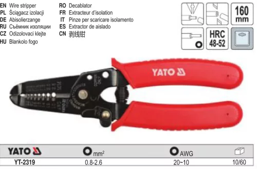 YATO YT-2319 Blankoló fogó 160 mm 0,8-2,6 mm
