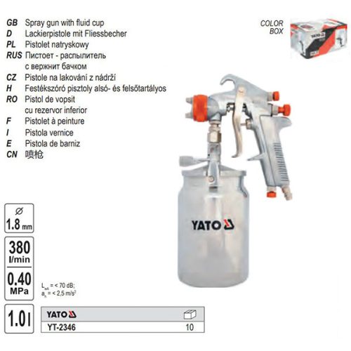 YATO YT-2346 Alsótartályos festékszórópisztoly 1000 ml