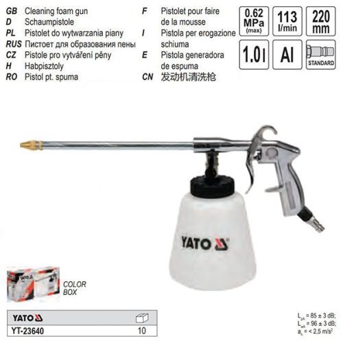 YATO YT-23640 Pneumatikus habszóró pisztoly Alumínium 1 liter