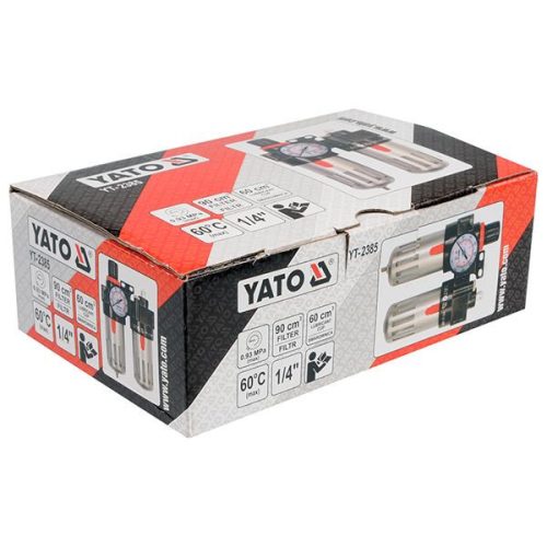YATO YT-2385 Pneumatikus levegő szűrő nyomásszabályzóval kenőtartállyal 1/4" 90 cm3