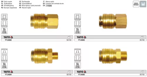 YATO YT-24095 Pneumatikus gyorscsatlakozó 3/8" x 1/4" sárgaréz